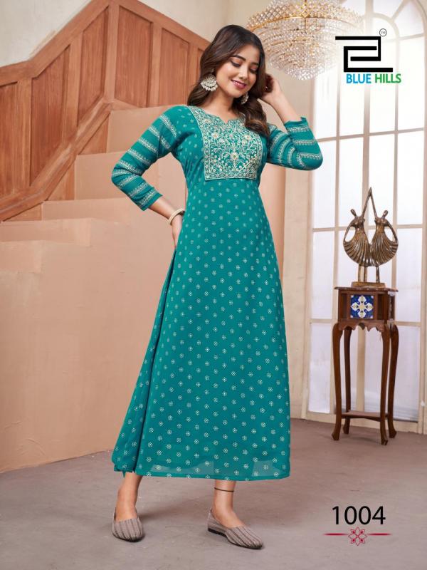 Blue Hills Lakme Georgette Foil Printed Long Kurti Collection